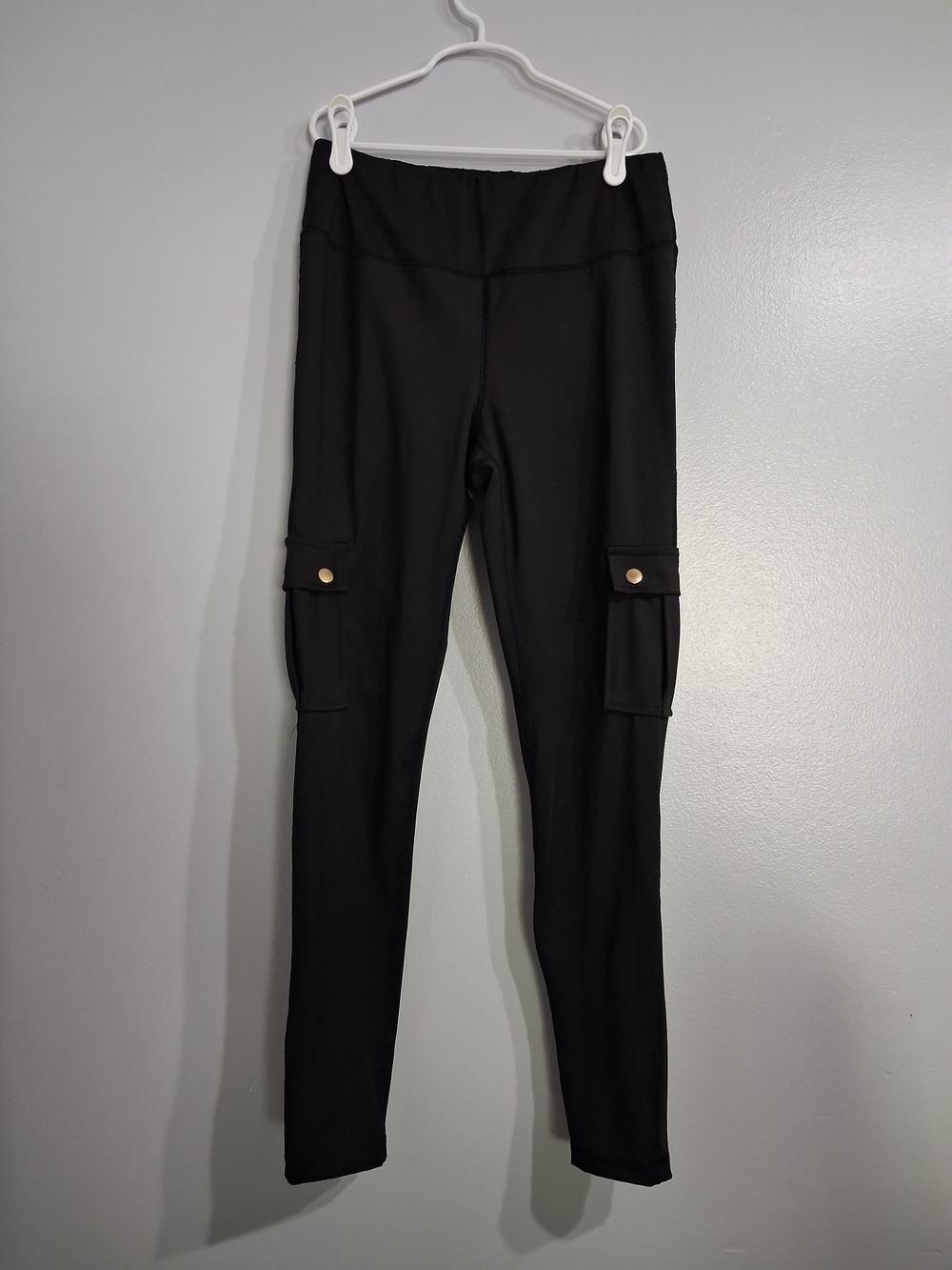 High-Rise Black Cargo Pocket Leggings